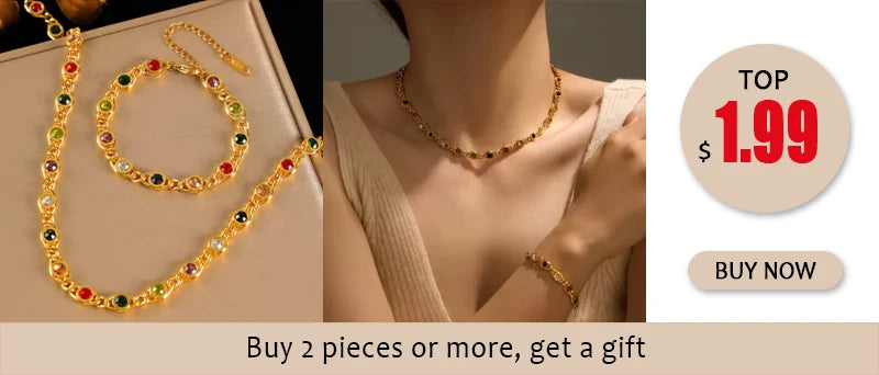 EILIECK Purple Crystal Zirconia Pearl Necklace Earrings Trendy Stainless Steel Waterproof Jewelry Set Golden Metal Texture Women