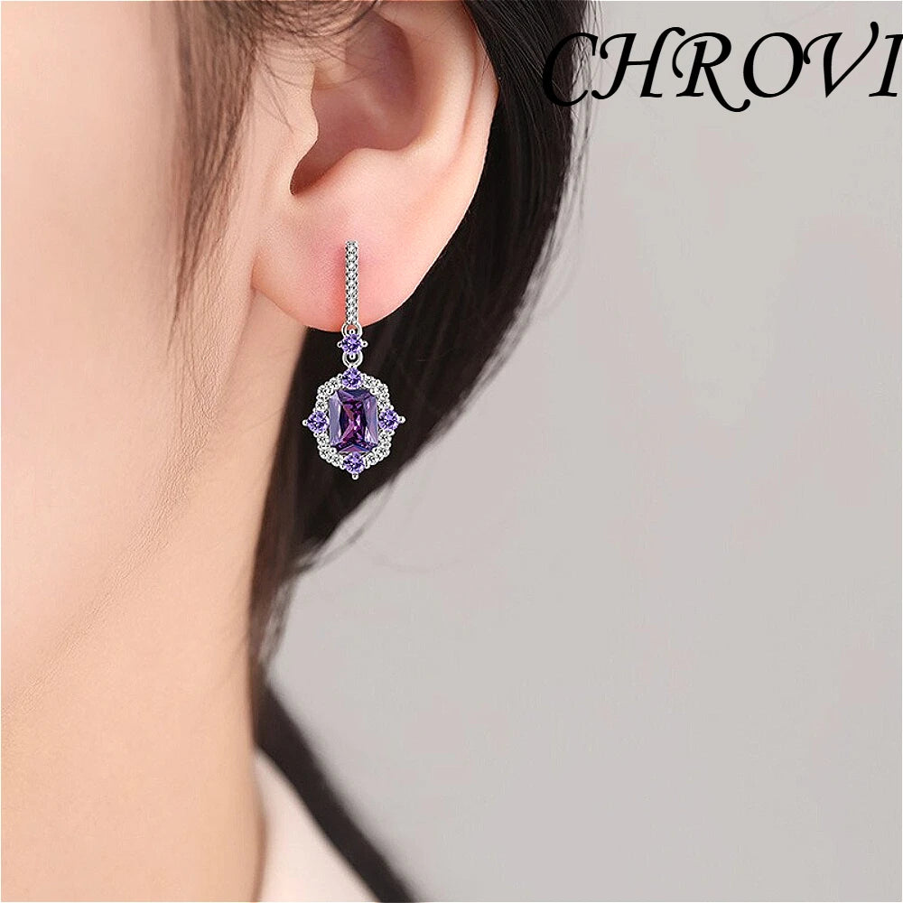 925 pure silver small-scale zirconia fringed earrings for women, a fashionable ear stud with exquisite design.