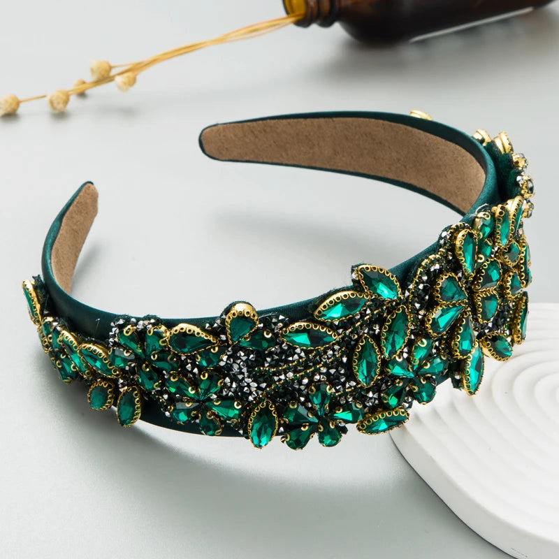 New Style Of Personalized And Exaggerated Colored Glass Diamond Flower Headband, Super Sparkling Headband Accessories