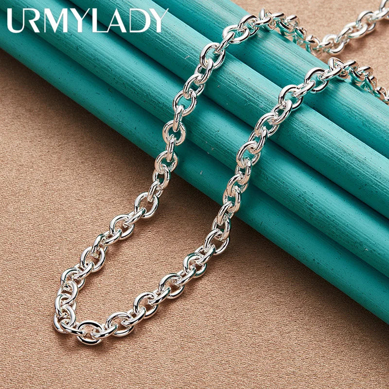 URMYLADY 925 Sterling Silver Love Heart 18 Inch Pendant Necklace For Women Wedding Engagement Fashion Party Jewelry