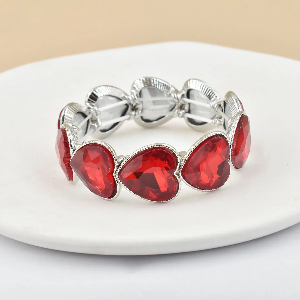 2026 New fashion crystal Women bracelet geometry thread red white blue charms elastic band heart shaped glass Atmospheric Love
