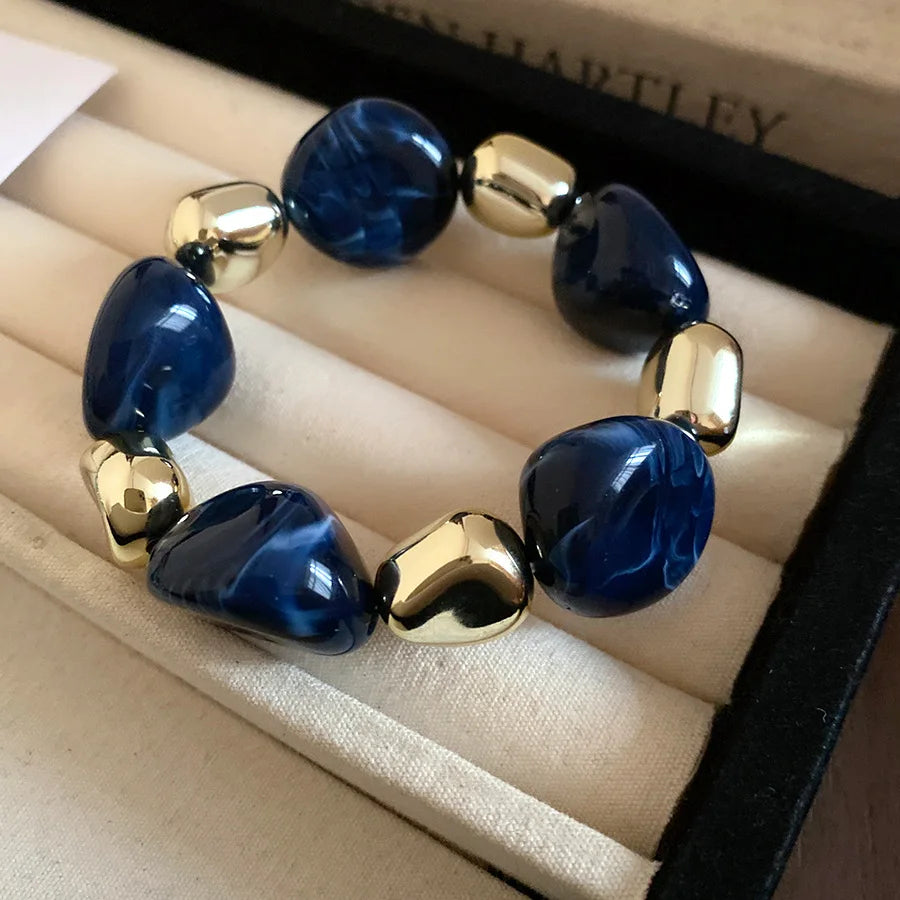 Acrylic Irregular Square Round Beaded Bracelets for Women Multicolor Bohemia Geometric Handmade Bangles Couple Jewelry Travel C