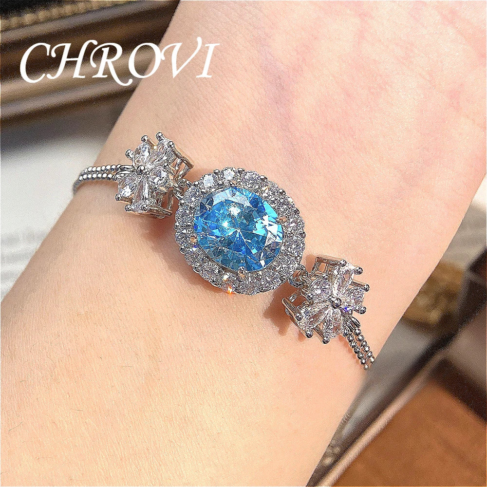 Aromatherapy 925 sterling silver romantic Paraiba diamond pendant necklace with full-cut oval zircon bracelet set
