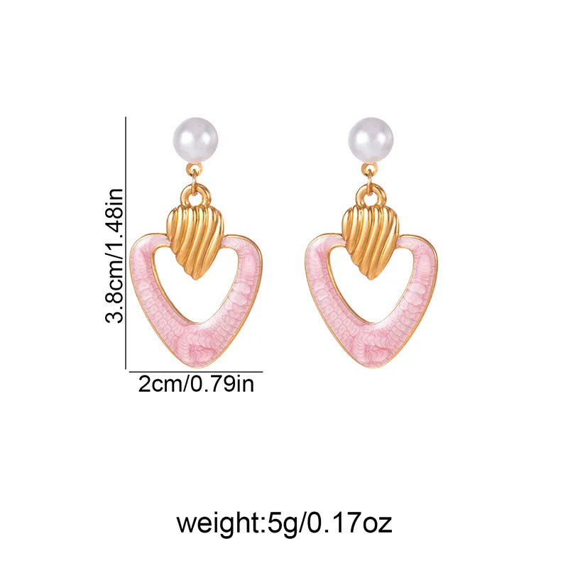 ANENJERY 316L Stainless Steel Hollow Heart Imitation Pearls Stud Earrings For Women Luxury Niche Temperament Simple Jewelry Gift