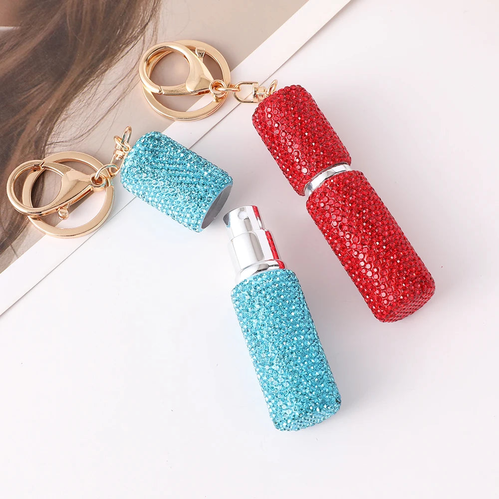 2026 New Perfume Bottle Keychain Full Rhinestone Women's Luxury Car Key Ring Y2K Fashion Accessories Creative Pendant