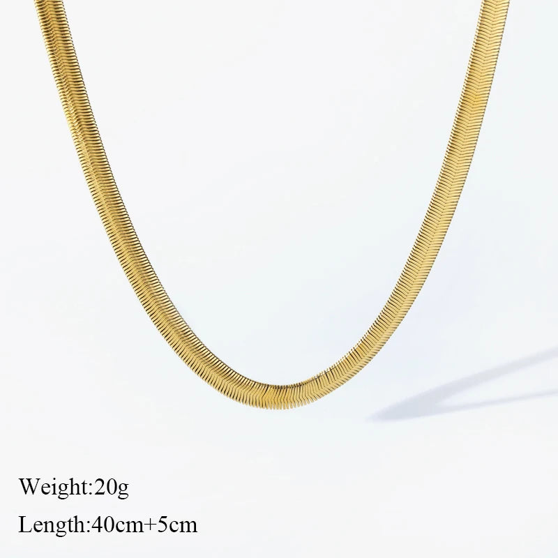EILIECK 316L Stainless Steel Chains Necklace Choker For Women Trendy Gold Color Collar Neck Chain Waterproof Jewelry Lady Gift