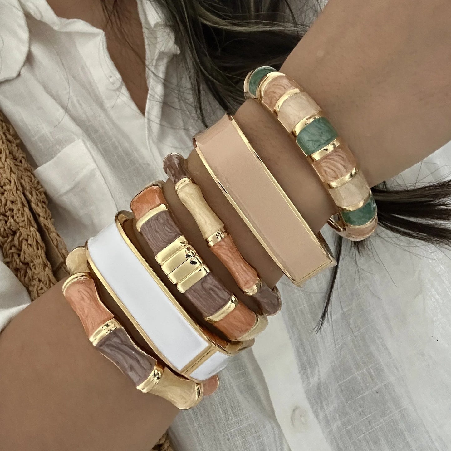 KMVEXO Exaggeration Imitation Enamaled Colorful Metal Bangle Simple Design Trendy Women's Fashion Jewelry Minimalist Bracelets