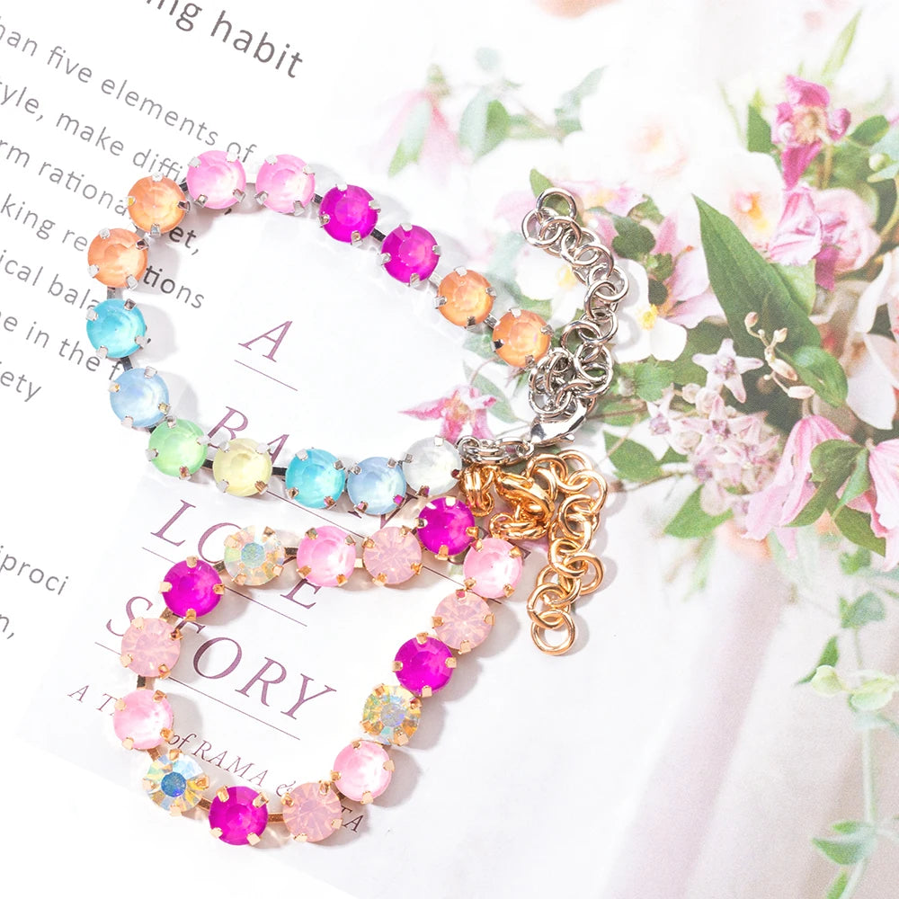 BEUTIFOR Colorful Crystal Bracelet for Women Gold Color Link Chain Bohemian Jewelry 2025