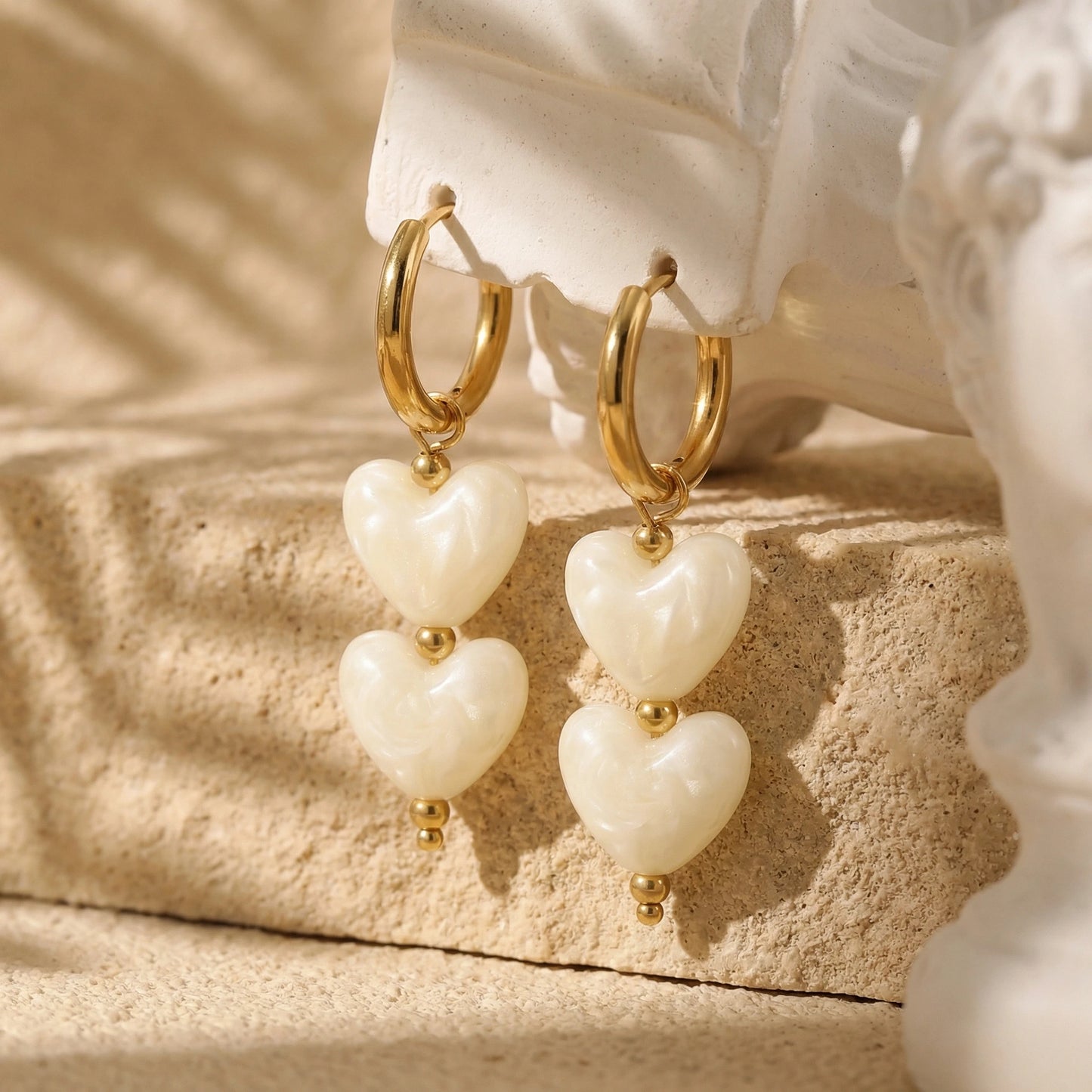 Badu Colorful Acrylic Double Heart Drop Earrings for Women Y2K Sweet Daily Party Accessories