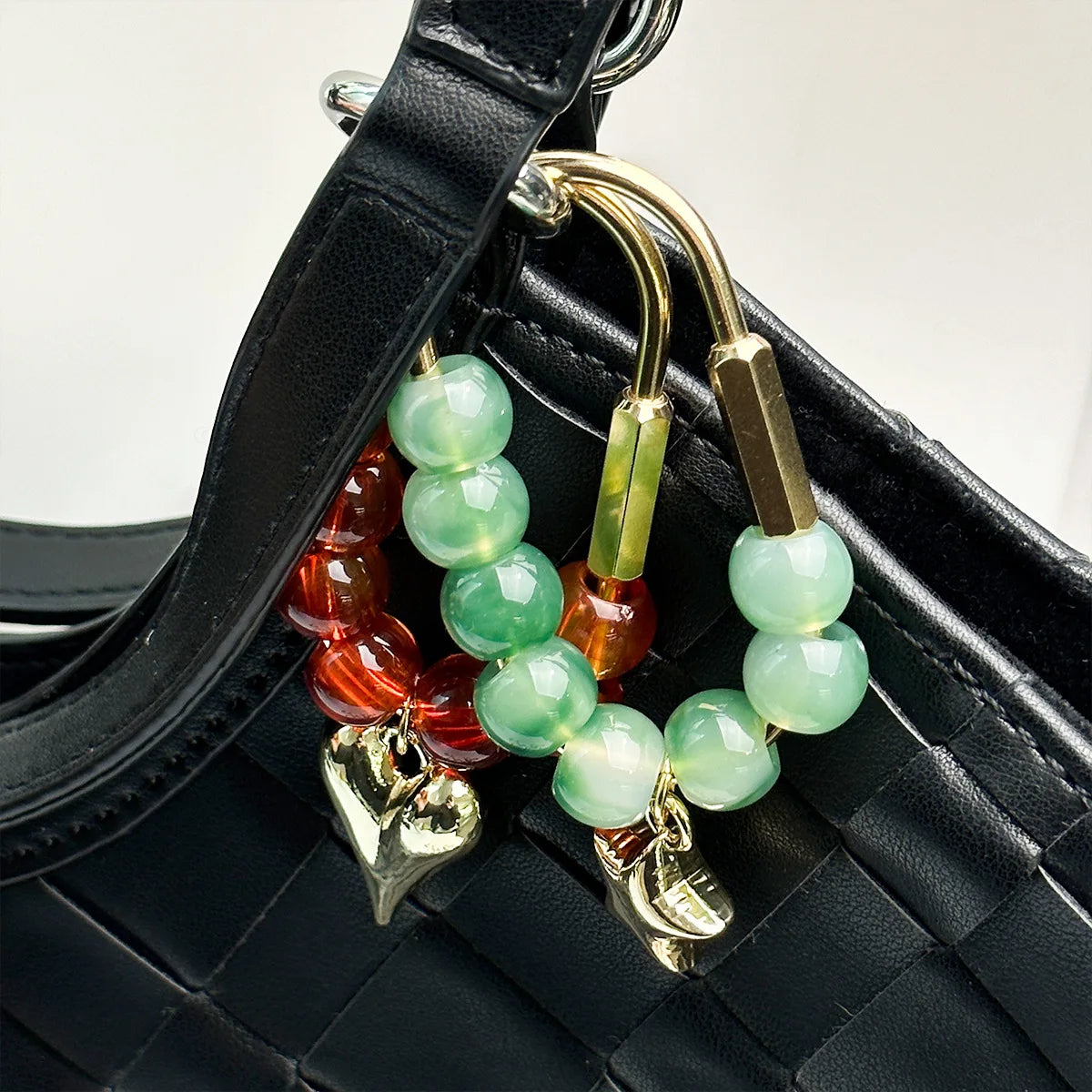 Multicolor Bead Key Chain with Heart Star Pendant Cute Aesthetic Handbag Charm Trendy Car Keys Holder Ladies Daily Decor