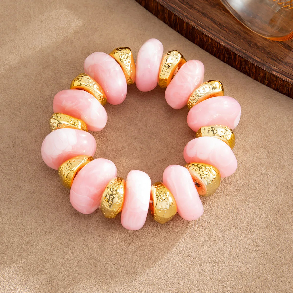 KMVEXO Bohemian Colorful Acrylic Beads Bracelet for Women New Trendy Resin Flat Round Elastic Bangles Statement Jewelry Gift
