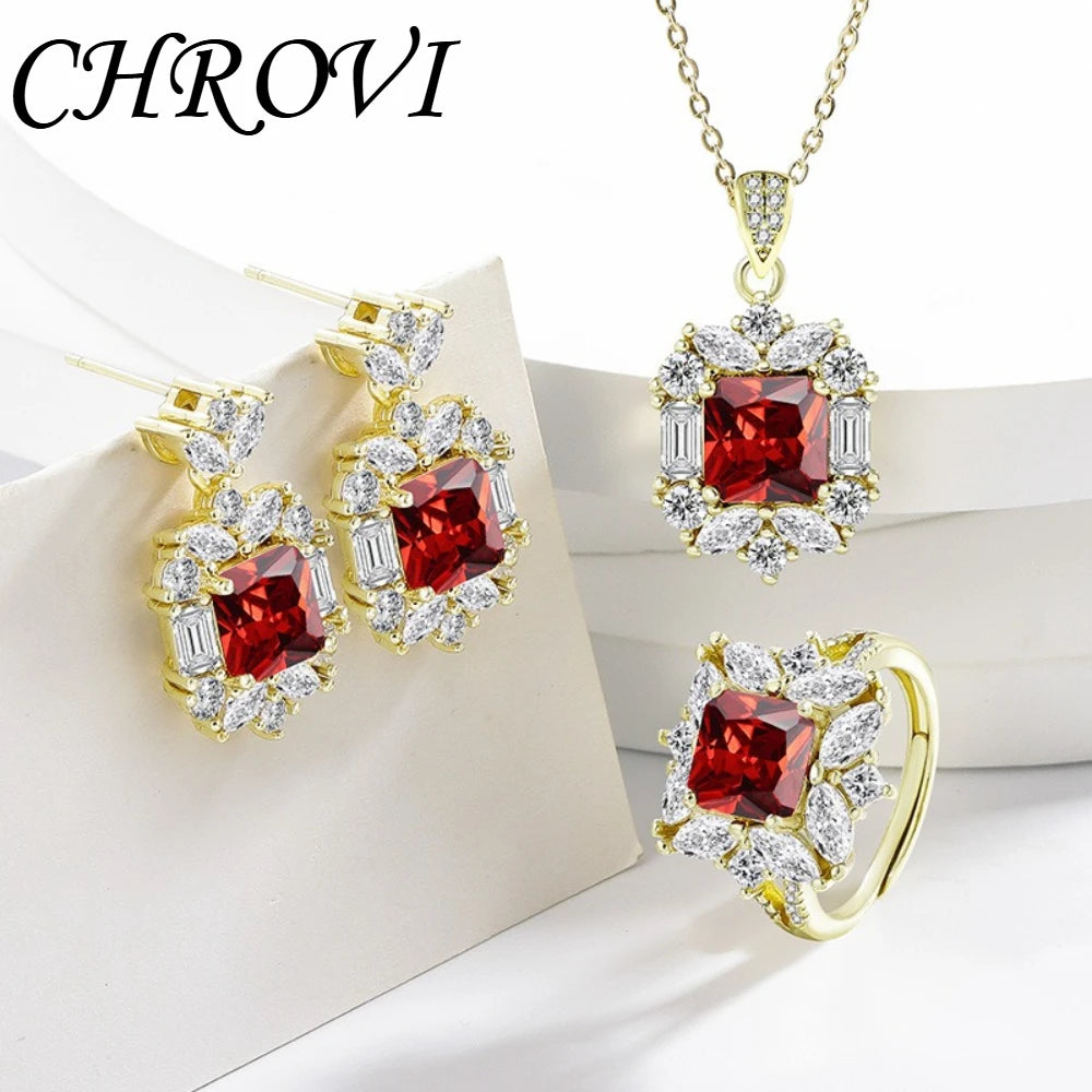 Fashion 925sterling silver jewelry set gemstone ring, ear studs, necklace, women's earrings, pendant, bracelet, hand accessory