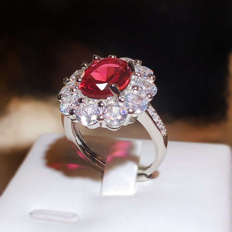 925 Silver Delicate Silver Color CZ Oval High Carbon Simulation Diamond Rings For Women Wedding Party Jewelry