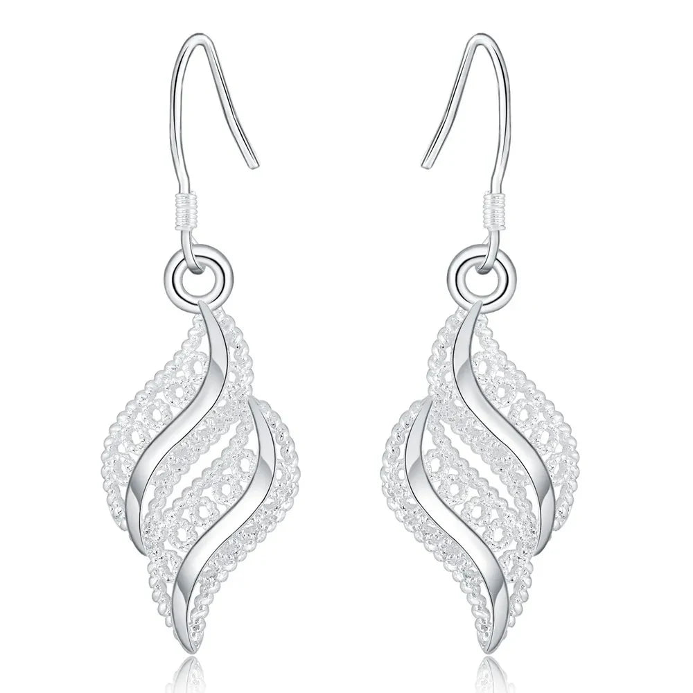 New 925 Sterling Silver charms Flowers leaf Earrings for Women fashion party wedding Jewelry Christmas Gifts vintage earrings