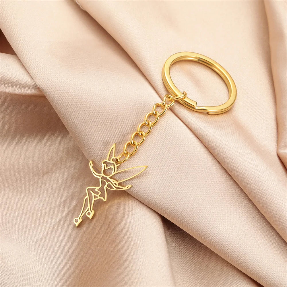 My Shape Fairy Keychain Creative Fantasy Elf Key Ring for Women  Stainless Steel Bag Car Keychain Fashion Jewelry Wholesale