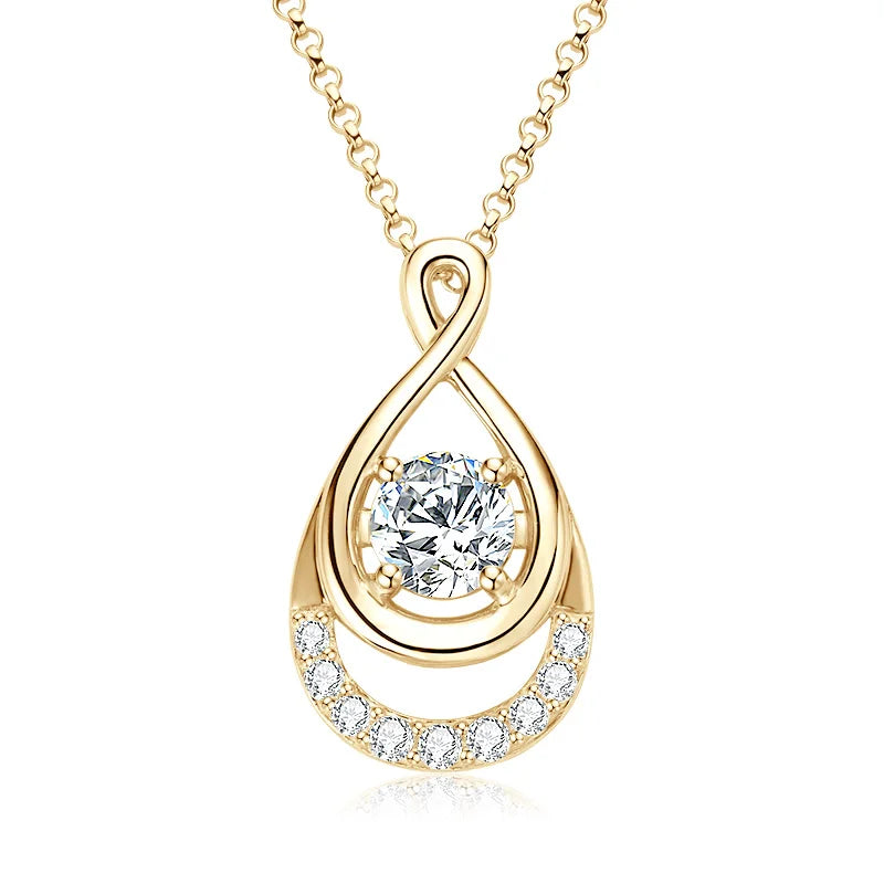 OXTAO 1CT 6.5MM Moissanite Infinity Pendant Necklace Certificated for Women 925 Sterling Silver Chain Necklace Christmas Jewelry