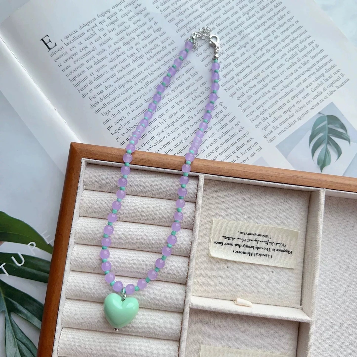 2026 Trendy Cute Candy Color Heart Pendant Glass Beaded Chain Choker Necklace For Women Girls Aesthetic Fashion Neck Accessories