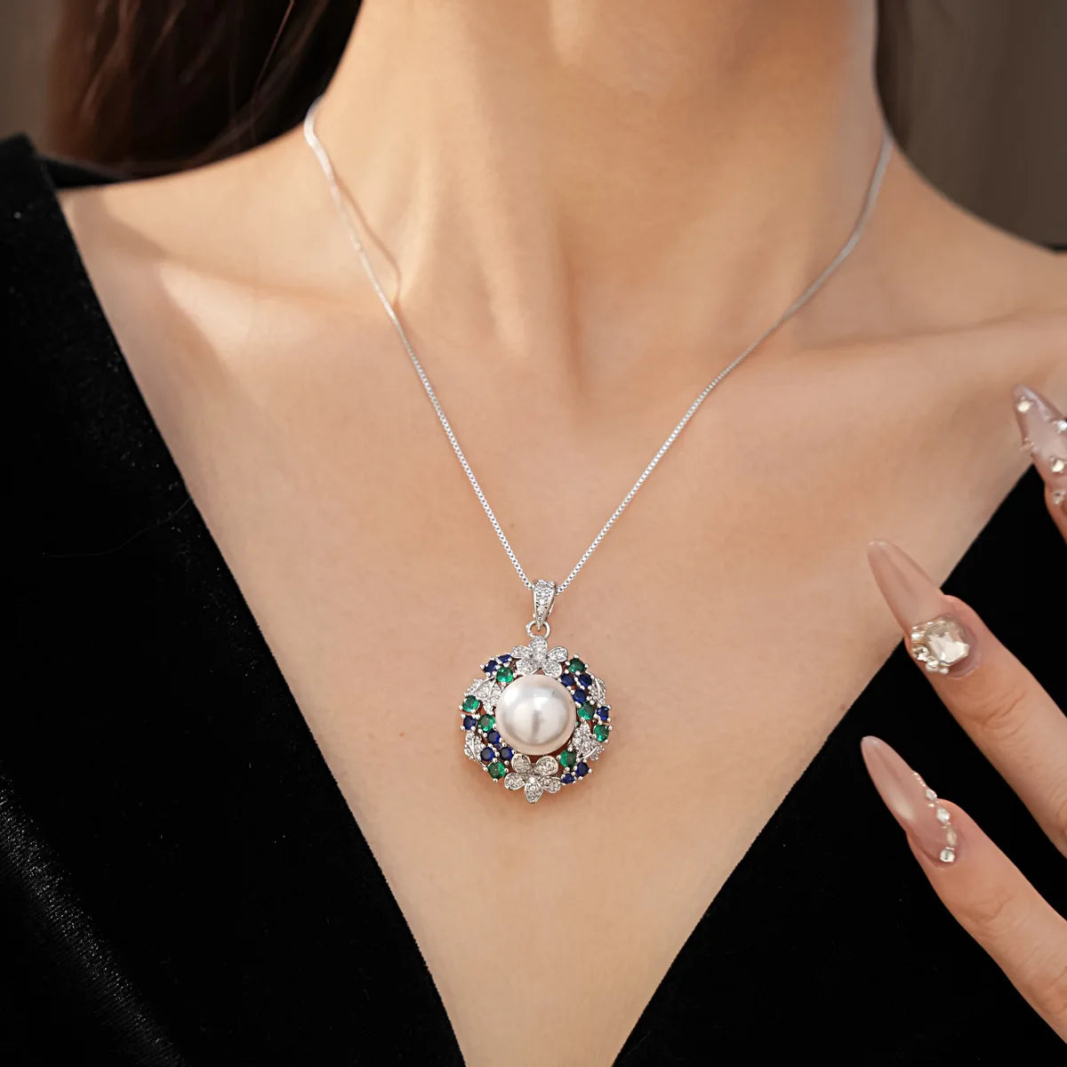 3Pcs/4 Pcs Party Jewelry Set Large Size Pearl Necklace Earrings Rings Ladies Fashion Shiny Zircon Jewelry for Party Banquet K