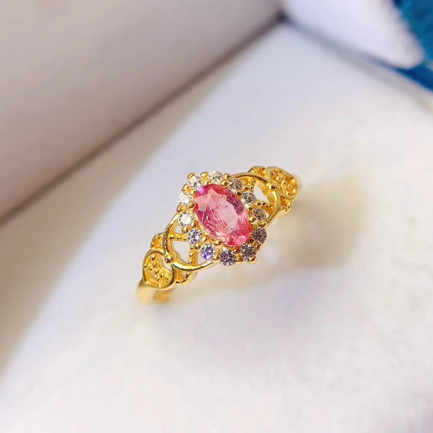 Vintage Design Pink Tourmaline Ring 0.5ct 6mm*4mm Natural Tourmaline Ring with Certificate 925 Silver Jewelry