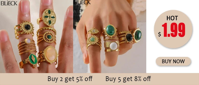 EILIECK 316L Stainless Steel Personality Golden Open Cuff Rings For Women Girl Fashion New Jewelry Lady Gift Party anillos mujer