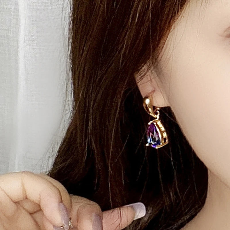 HUAMI Water Drop Crystal Pendant Earrings Fashion Zircon Earrings Luxury Jewelry for Women Wedding Party Valentine's Girls Gifts