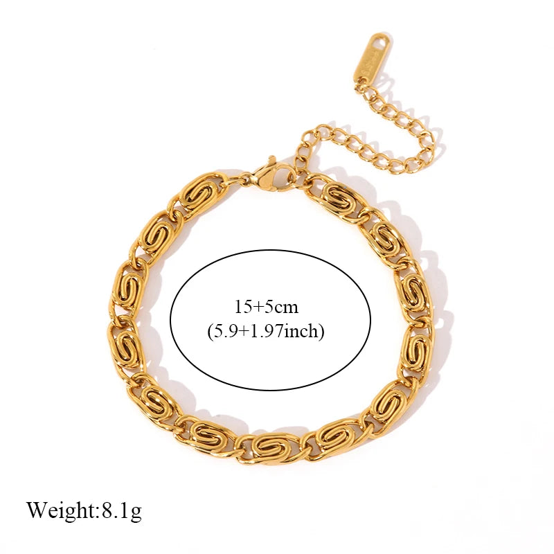 EILIECK 316L Stainless Steel Link Chain Bracelet For Women Trendy Punk 18K Gold Plated Waterproof Wrist Chain Jewelry Gift Party