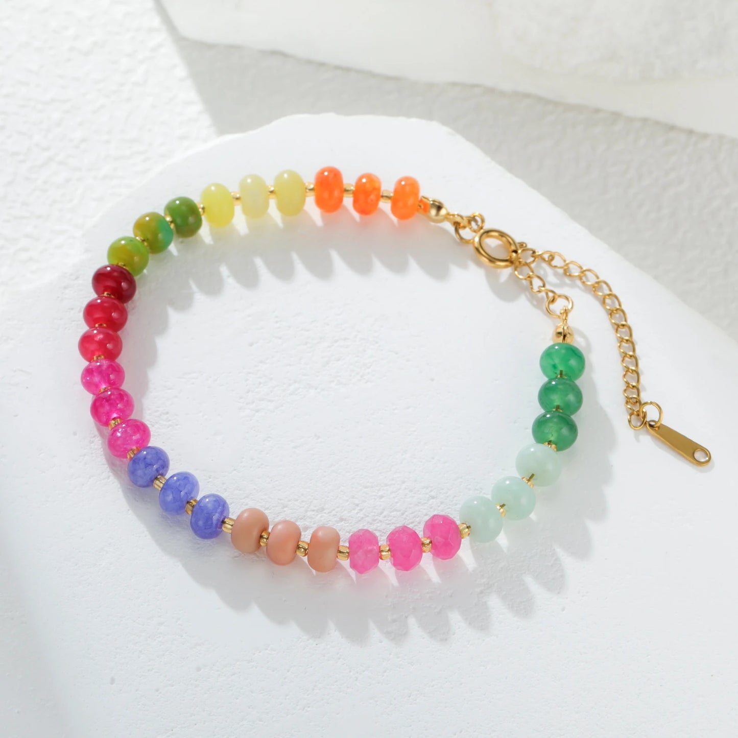 Delicate Colorful Natural Stone Bracelets For Women  Boho Beaded Bracelets Adjustable Chain Trendy Jewelry Gift Waterproof