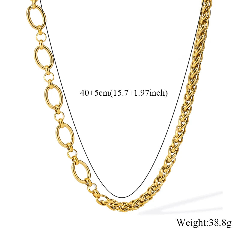 EILIECK 316L Stainless Steel Metal 8mm Chunky Chain Necklace For Women Trendy 18K Gold Plated Neck Chain Waterproof Jewelry Gift