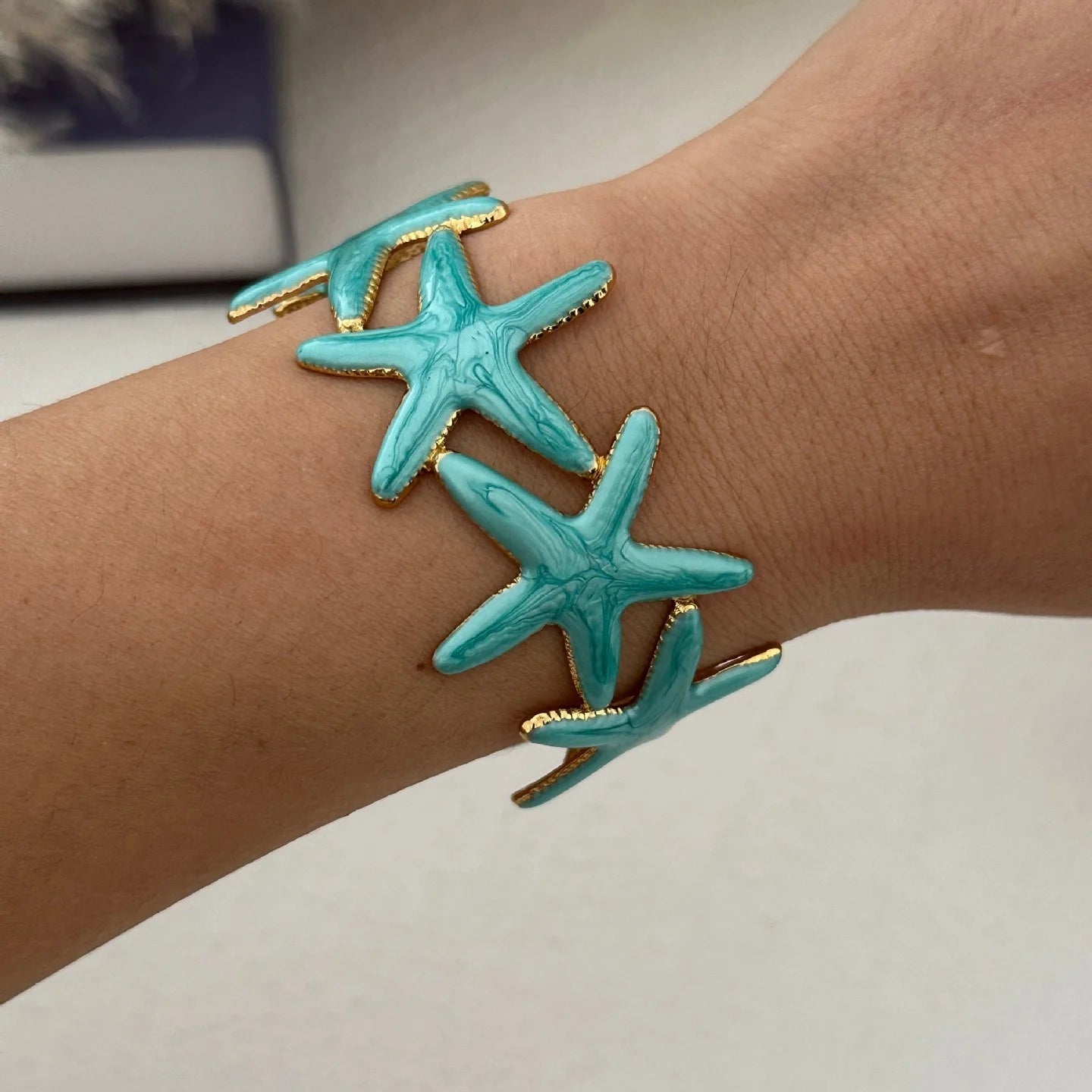 KMVEXO Blue Tones Y2K Vintage Imitation Enamel Irregular Geometry Open Bangle Women Bracelet Jewelry Man Trendy Party Aesthetic