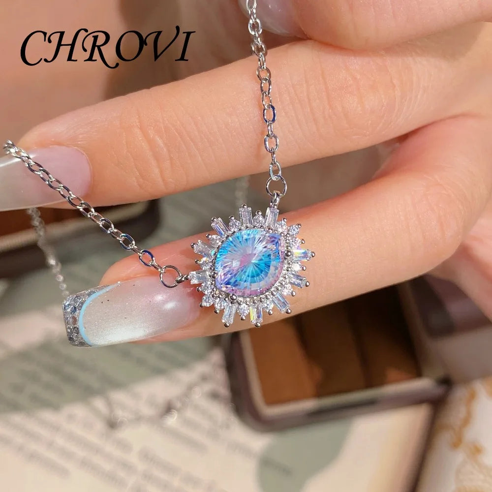 New Flashing 925 Sterling Silver Necklace Fashionable Light Luxury Collarbone Chain Necklace for Women