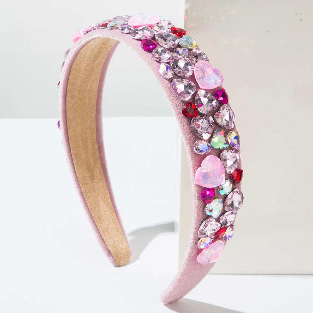 Cross Border New Valentine's Day Headband With Wide Edge, Colorful Heart, Full Drill Bit, Sweet and Versatile High-end Headband