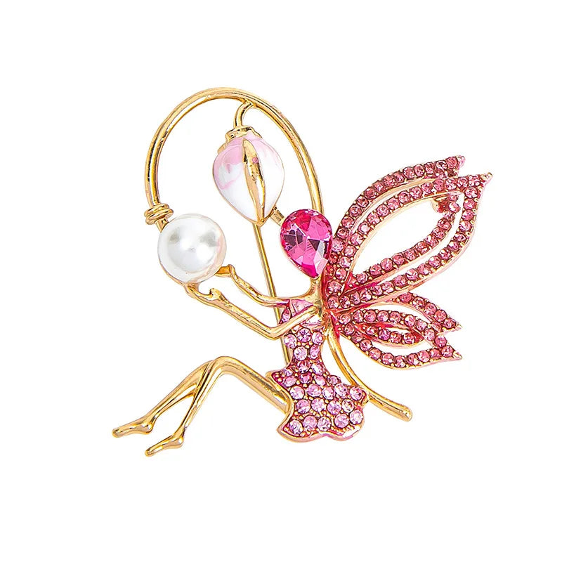 New Crystal Ballerina Pearl Girl Brooch Pin Angel Dancer Dancing Pins Brooches Jewelry for Valentine's Day Gifts