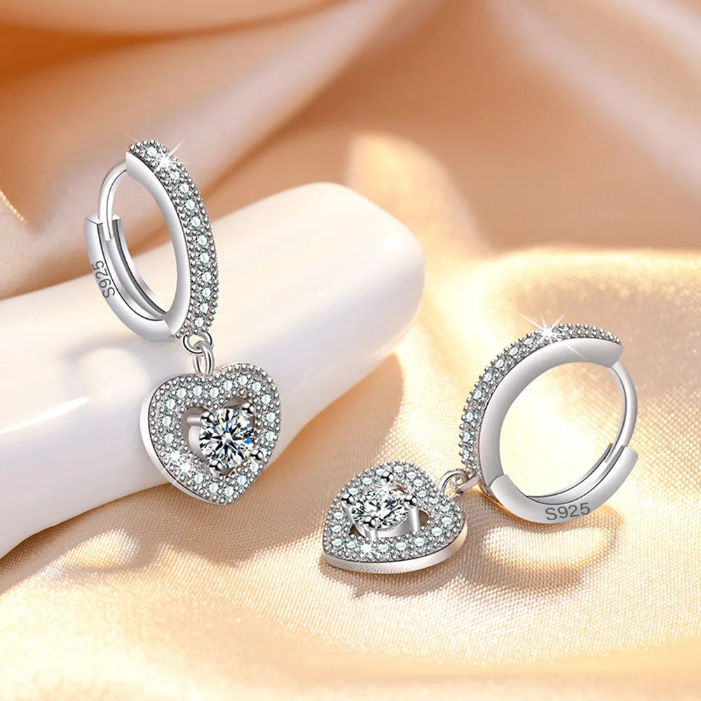 925 Sterling Silver Earrings buckle Heart For Women Exquisite Student Girlfriend Jewelry Accessories Wedding Fashion Gift