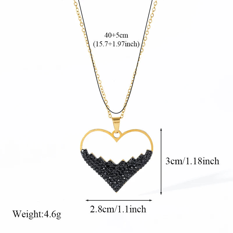 EILIECK 316L Stainless Steel Metal Geometric Heart Pendant Necklace For Women Gold Color Multilayer Neck Chain Jewelry Lady Gift
