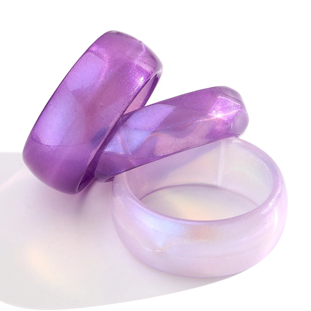 Trendy Resin Purple Wide Geometric Chunky Bangles for Women Fashion Acrylic Beaded Bangle Bracelets Party Jewelry Gifts