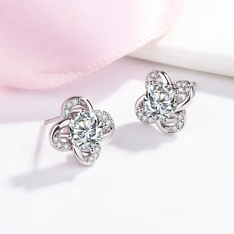 New 925 Sterling Silver Earrings AAA Zircon For Women Exquisite Student Girlfriend Jewelry Accessories Wedding Fashion Gift