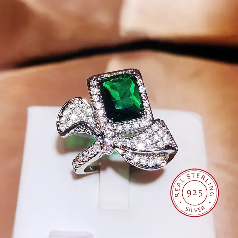 Simple And Light Luxury Bow Pink Purple Zircon Opening Ring Women's Party Birthday Jewelry Gift Wholesale