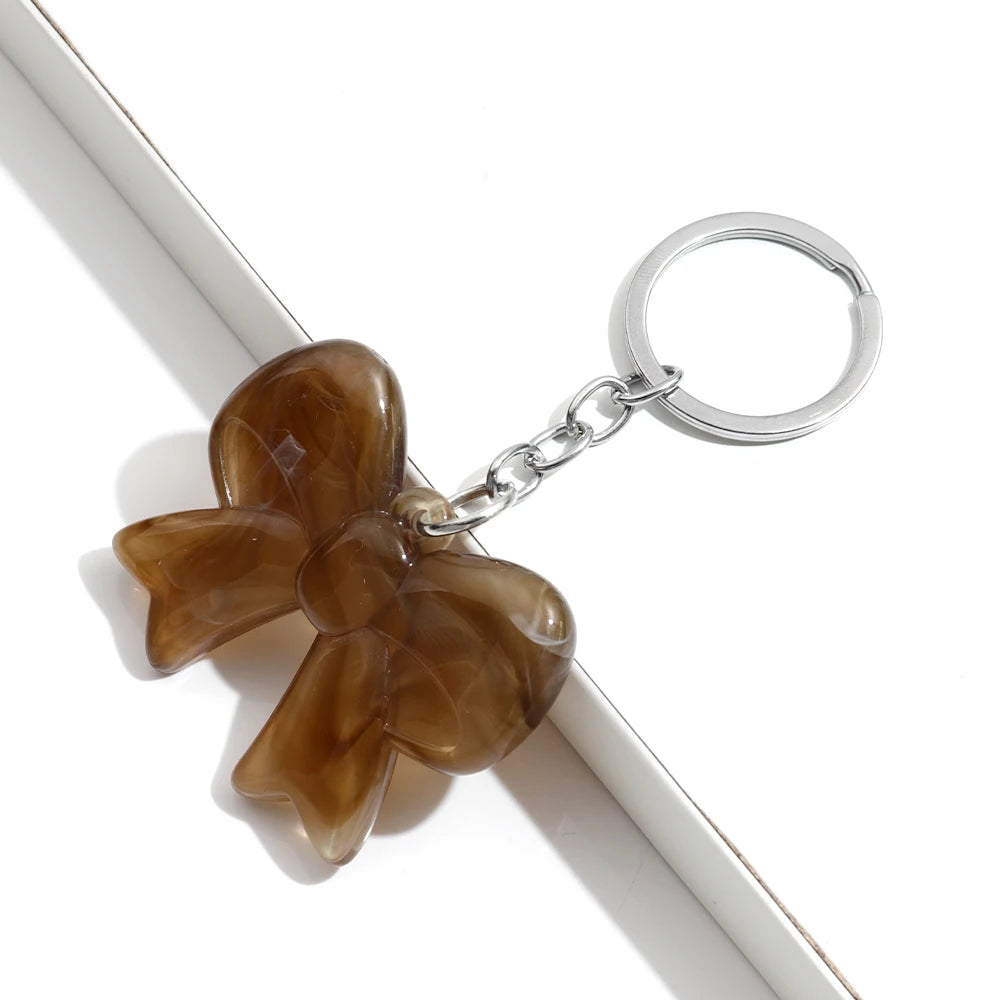 Trend Acrylic Colorful 3D Bowknot Keychains for Women Y2K Key Chain Bag Car Phone Pendant Accessories Gifts