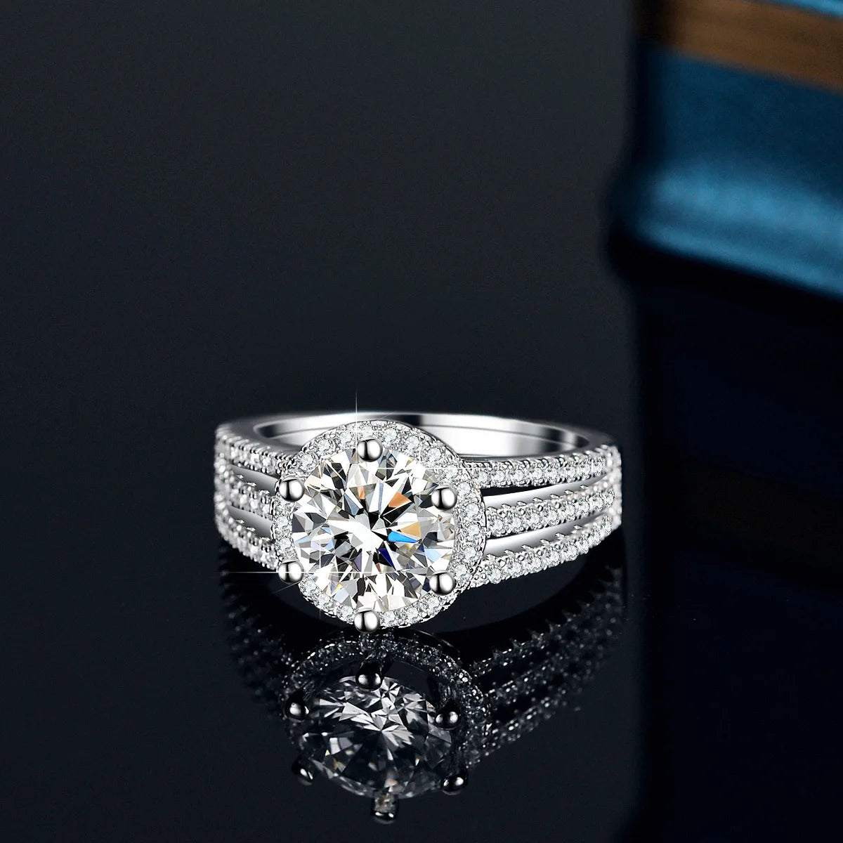 Luxury Round 2CT 8mm VVS D COLOR Moissanite Lab Diamond Ring For Women S925 Sterling Silver Wedding Female Rings Engagement Gift