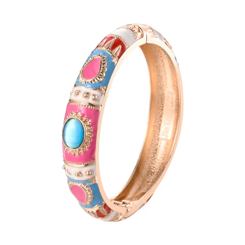 1/5 PCS Enamel Bracelet For Women Bangle On Hand Cloisonne Women's Hand Bracelets India African Jewelry Bohemian Designer Gifts