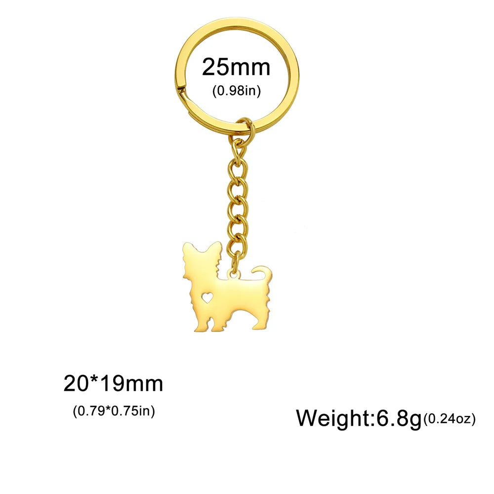 Cute Dog Samoye Keychain for Women Men Stainless Steel Dachshund Puppy Animal Lovers Key Ring for Car Backpack  Jewelry Gifts
