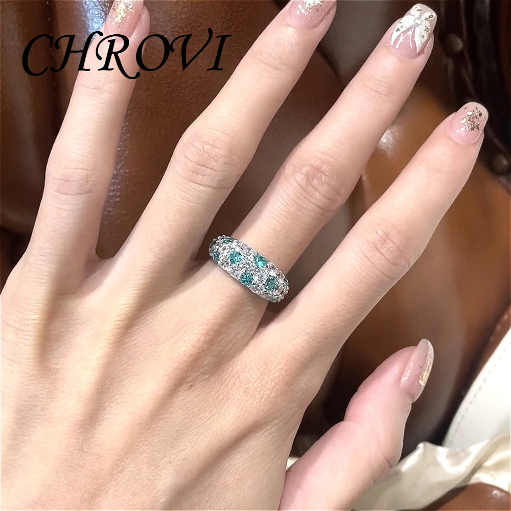 Retro 925 Sterling Silver Botanical Mint Color Ring, Colorful Frosted Pastry, Full Diamond Set Pink sapphire Ring, Women's Acces