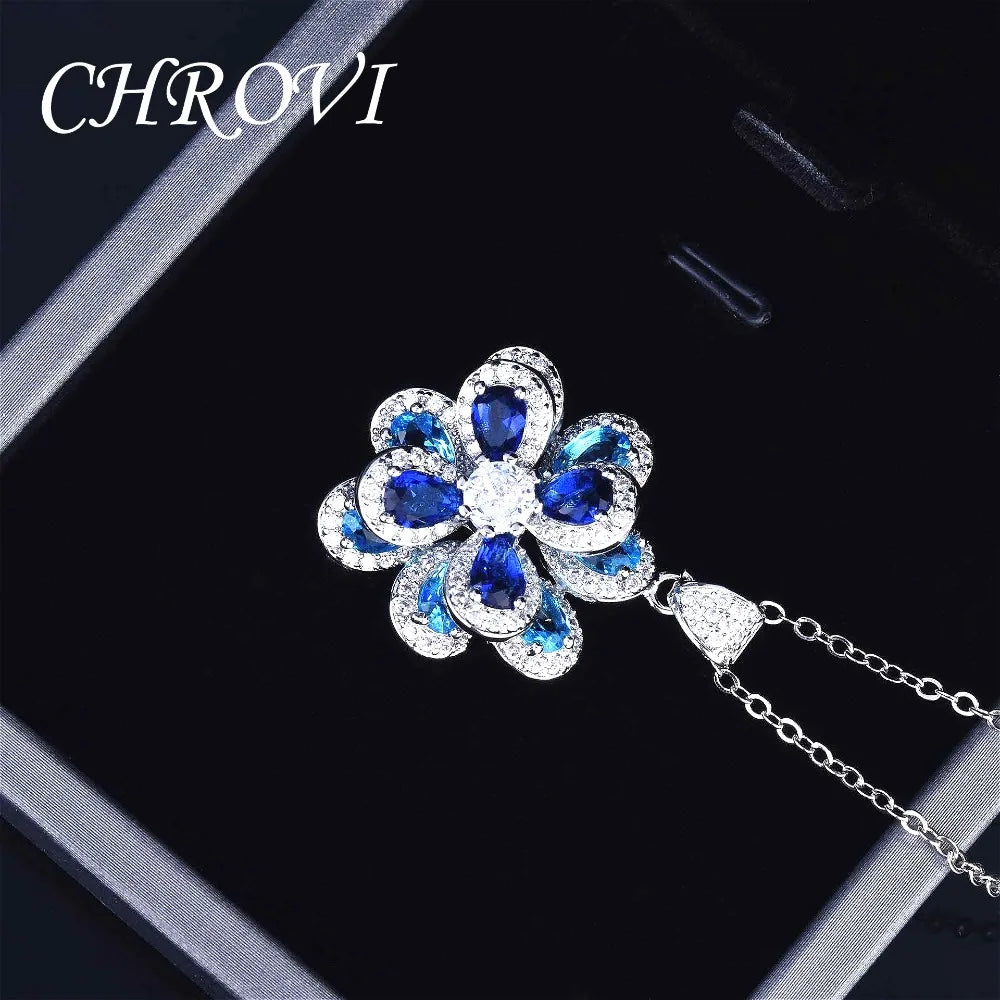 Elegant 925 Sterling Silver Coloured Flower Set, Simple Stud Earrings, 3D Flower Pendant, Open Ring