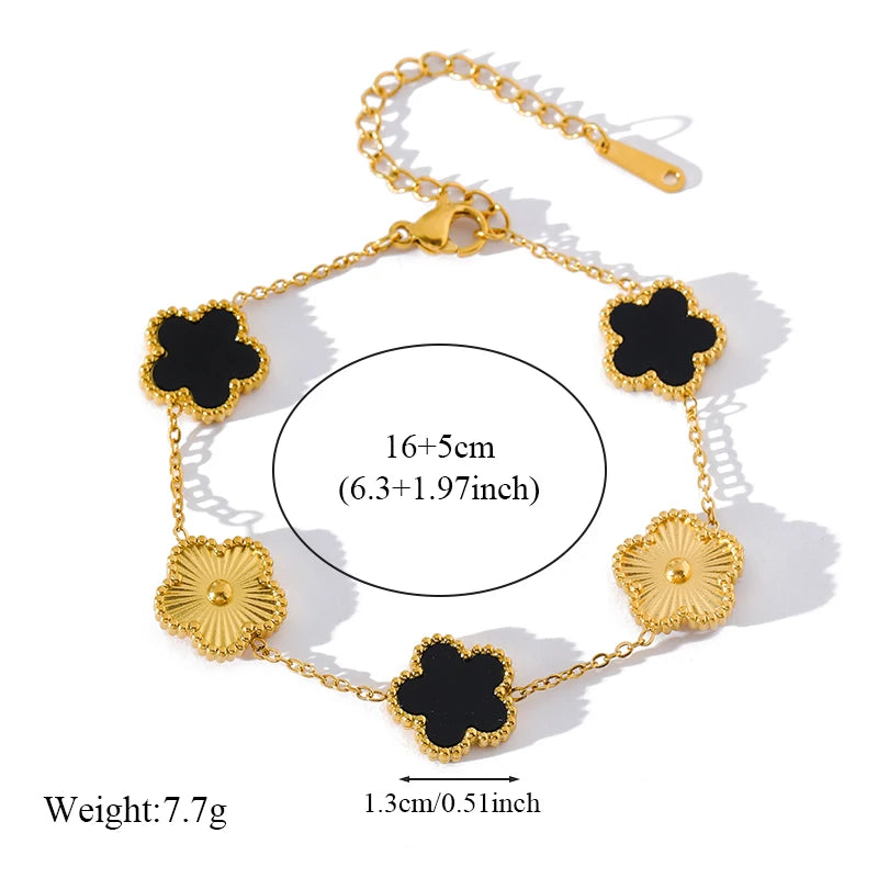 EILIECK Stainless Steel Reversible Heart Charm Bracelet For Women Trendy 18K Gold Plated Waterproof Wrist Chain Jewelry Gift