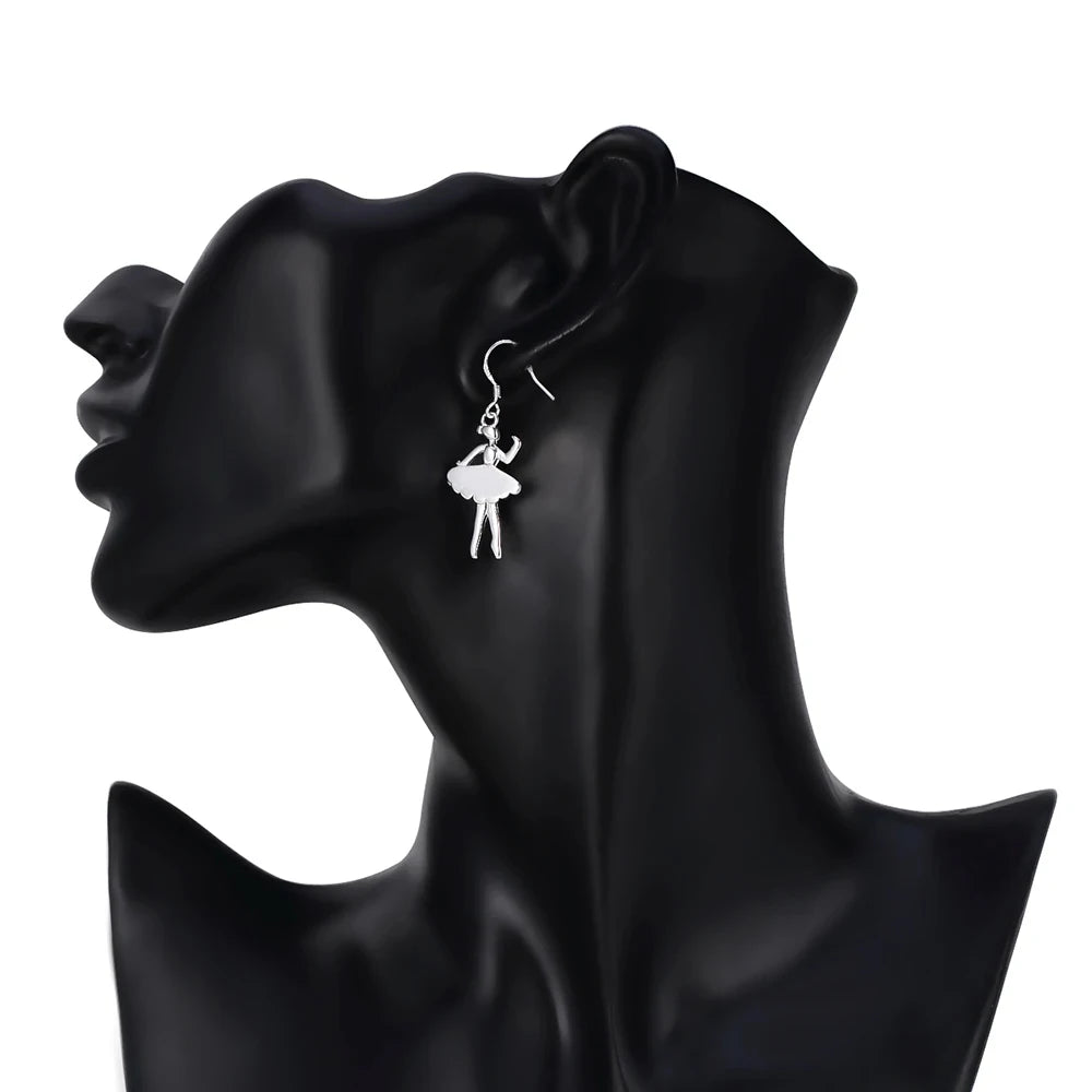 New 925 Sterling Silver Earrings for Women Jewelry Dancing girl Christmas Gifts wedding party