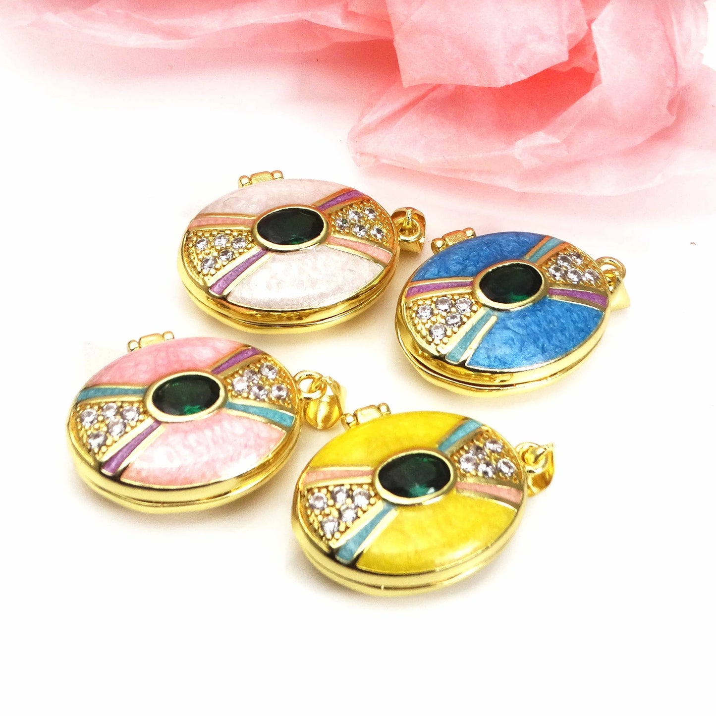 Micro Zircon oil drip photo box Pendant necklace case gaine pendant necklace copper chain jewelry necklace
