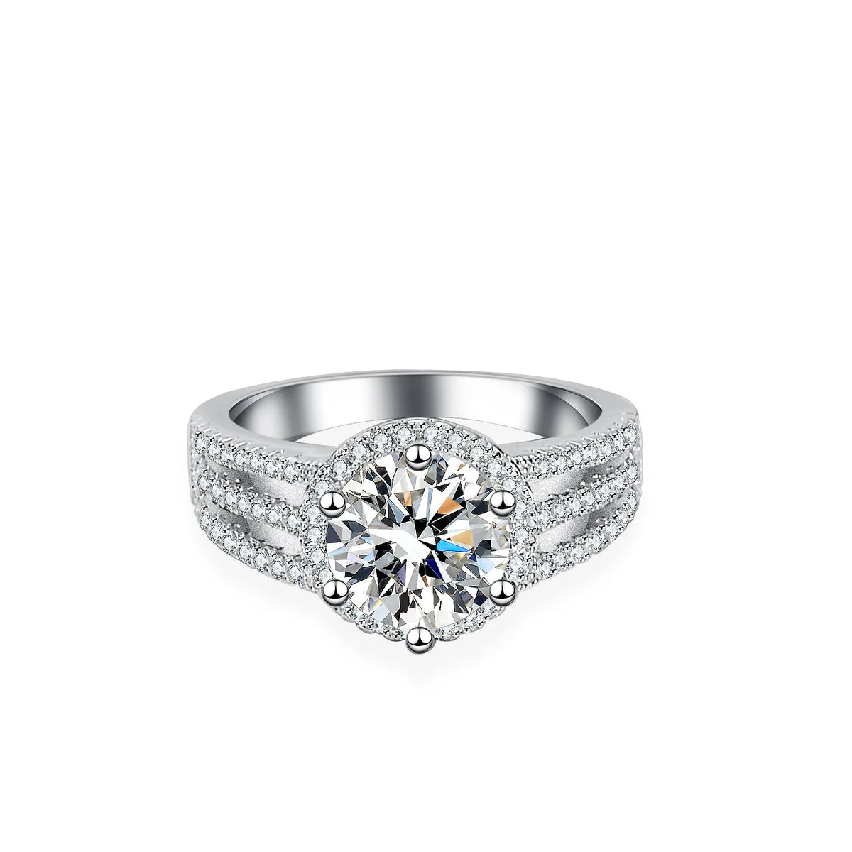 Luxury Round 2CT 8mm VVS D COLOR Moissanite Lab Diamond Ring For Women S925 Sterling Silver Wedding Female Rings Engagement Gift