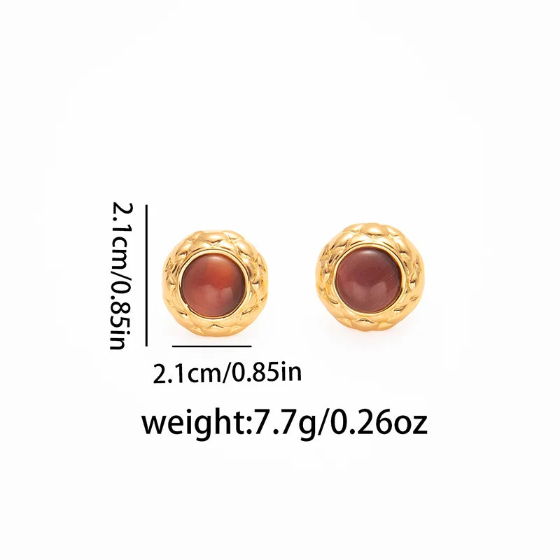 ANENJERY 316L Stainless Steel Colorful Round Card Stud Earrings For Women Fashion Simple New Popular Jewelry Gifts Wholesale