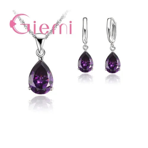 925 Silver Needle Jewelry Sets for Women Girls 34 Models Option Austrian Crystal Rhinestone Pearl Pendant Necklace Earrings