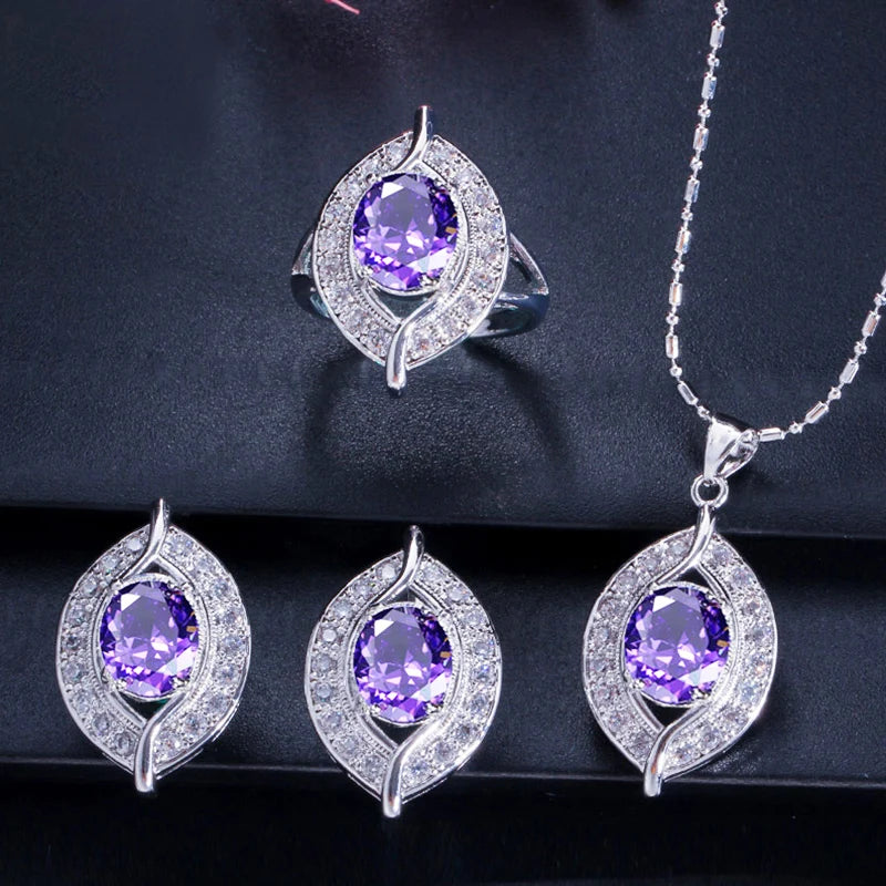 ThreeGraces 3pcs New Trendy Shiny Red Cubic Zirconia Fashion Earrings Necklace Ring Bridal Party Jewelry Set for Women JS707